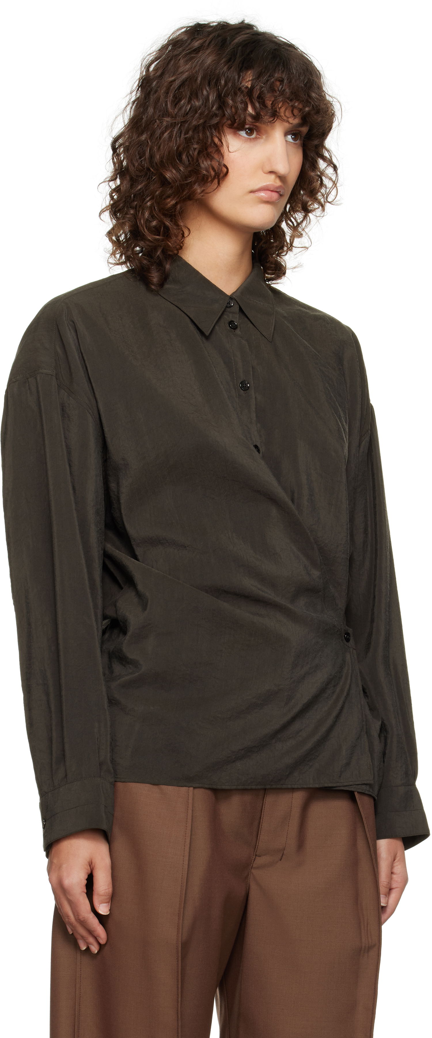 Paita LEMAIRE Lemaire Straight Collar Twisted Shirt Ruskea | SH1141 LF1308, 1