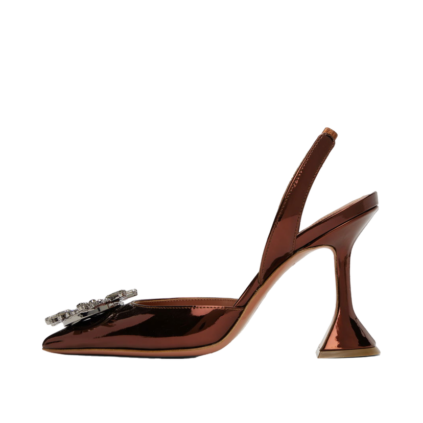 Tennarit ja kengät Amina Muaddi Sling 95 Metallic Leather Pumps Ruskea | BEGUM SLING CL MIRROR