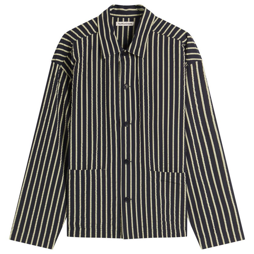 Takki YMC YMC PJ Stripe Jacket, Size Large Tummansininen | P5YMF-40