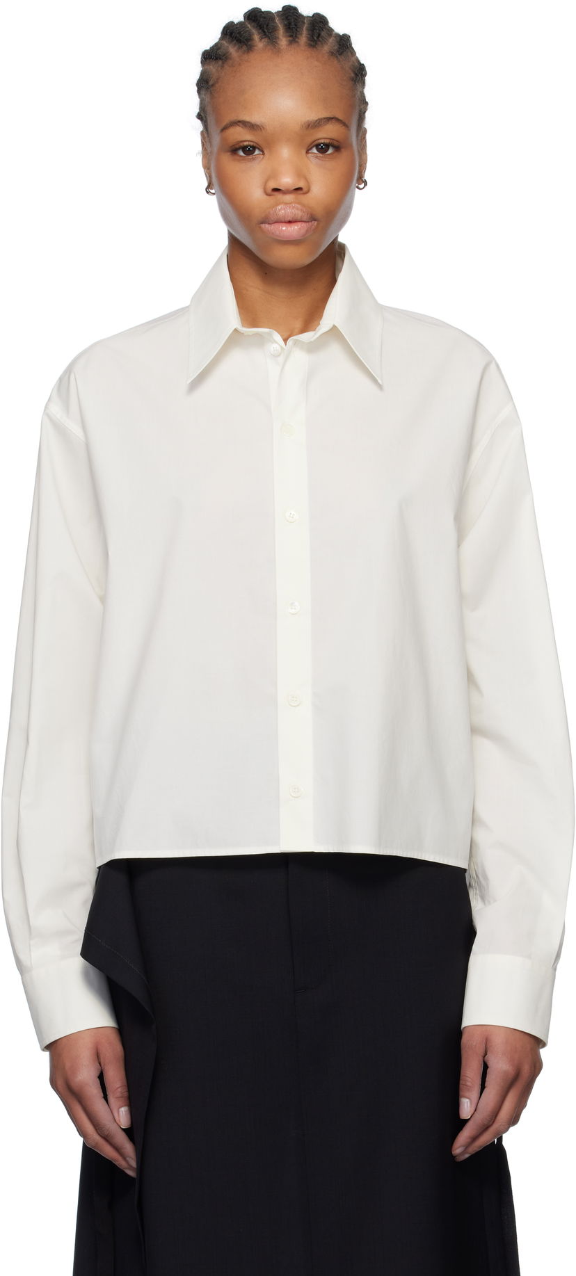 Paita Maison Margiela MM6 Maison Margiela Spliced Cotton Poplin Cropped Shirt Valkoinen | S52DT0042 M35256