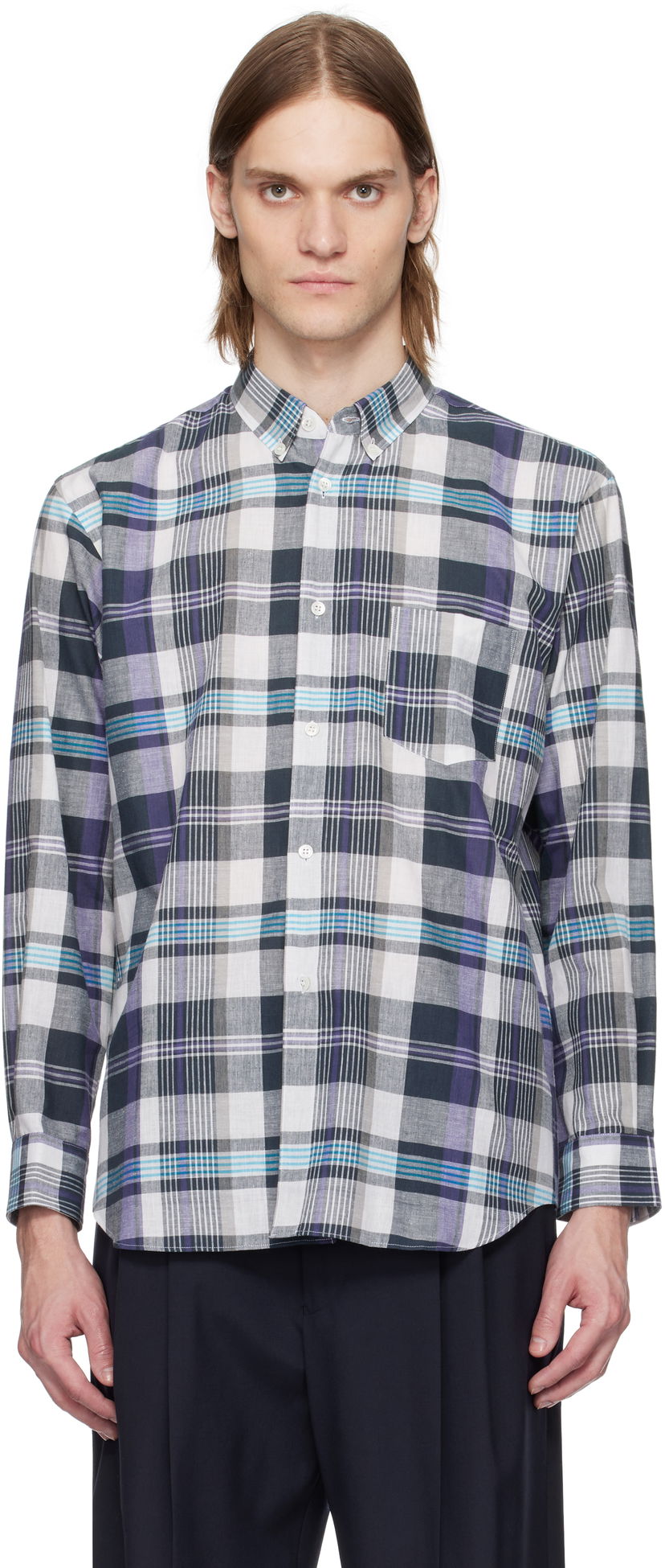 Paita Comme des Garçons Comme des Garçons Shirt Yarn Dyed Check Poplin Shirt Violetti | FO-B010-051