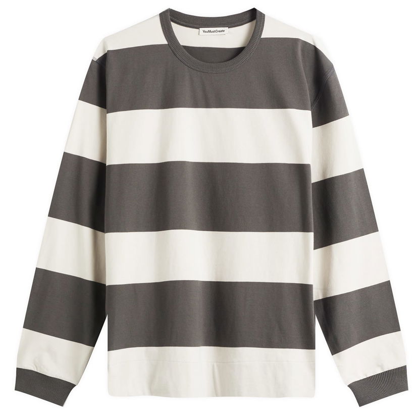 Villapaita YMC YMC C86 Block Stripe Long Sleeve T-Shirt, Size Large Harmaa | P6YAN-92