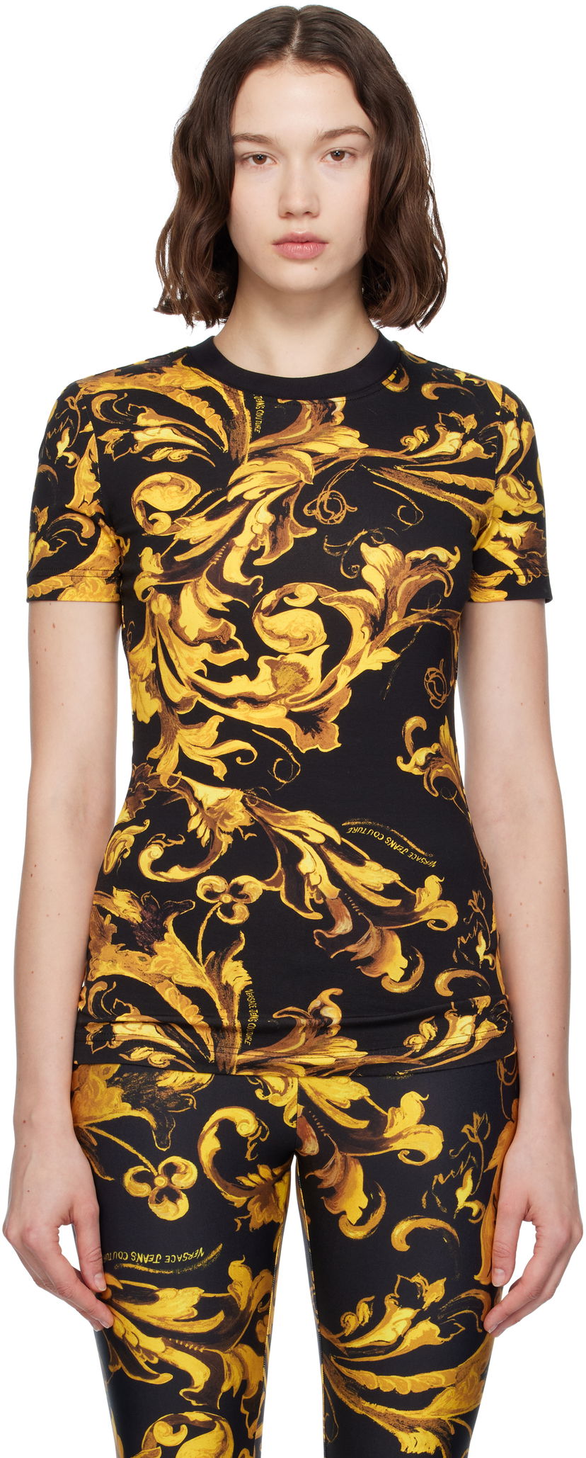 T-paita Versace Versace Jeans Couture Barocco Jersey T-shirt Musta | E79HAH608_EJS504