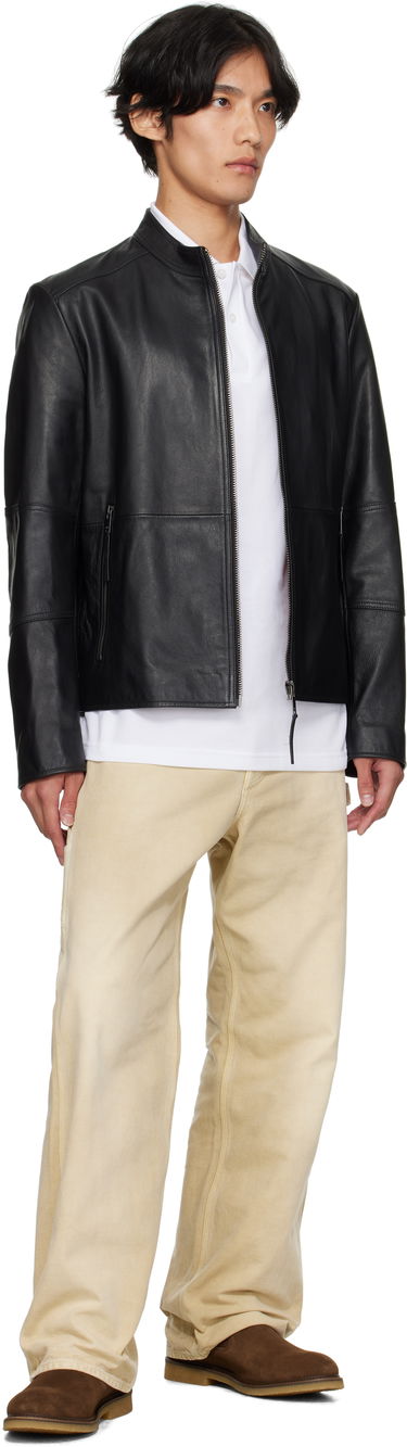 Takki BOSS Slim-Fit Leather Jacket Musta | 50540984, 4