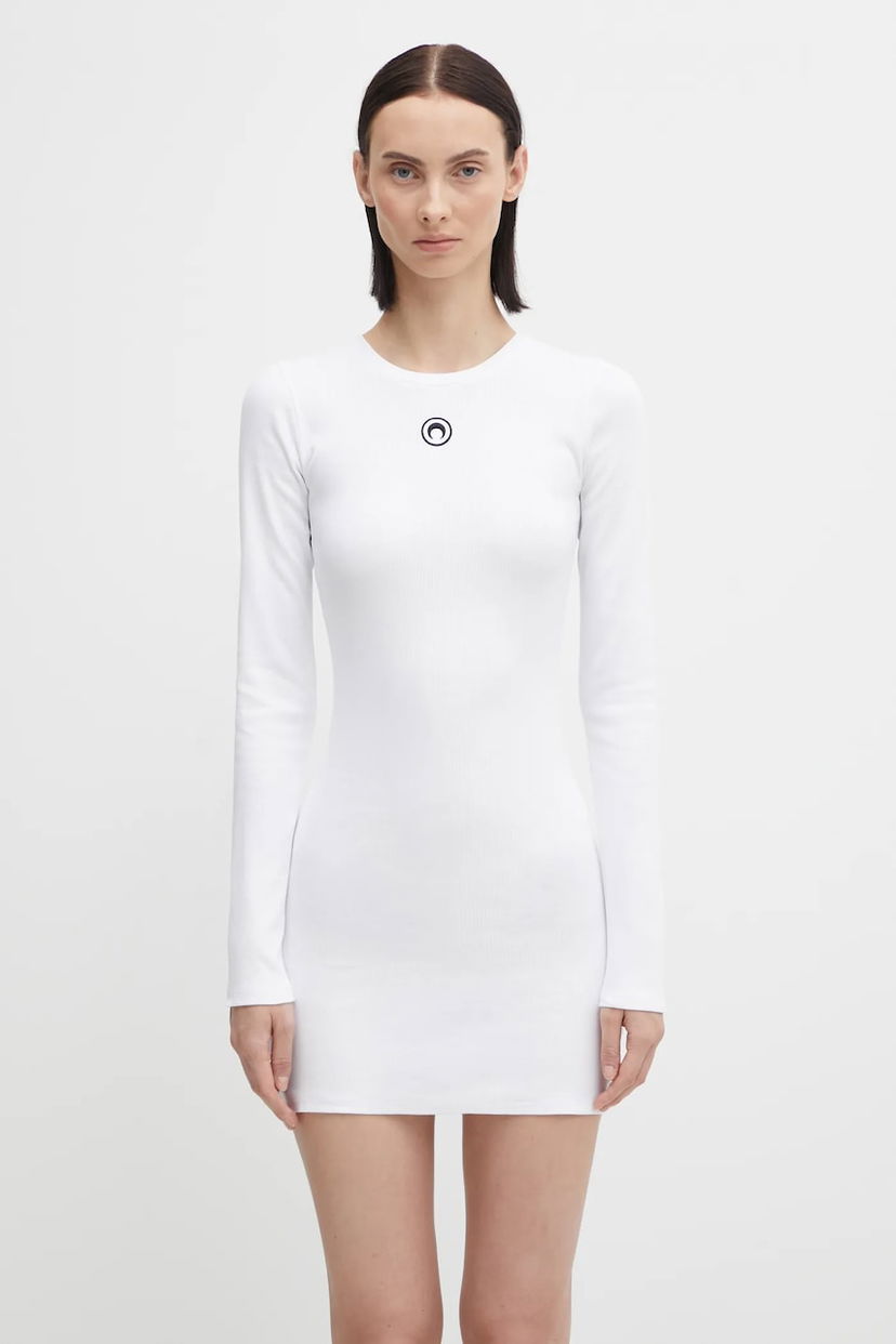 Mekko Marine Serre Marine Serre Moon Logo Ribbed Jersey Mini Dress Valkoinen | WDR267ACJER0011