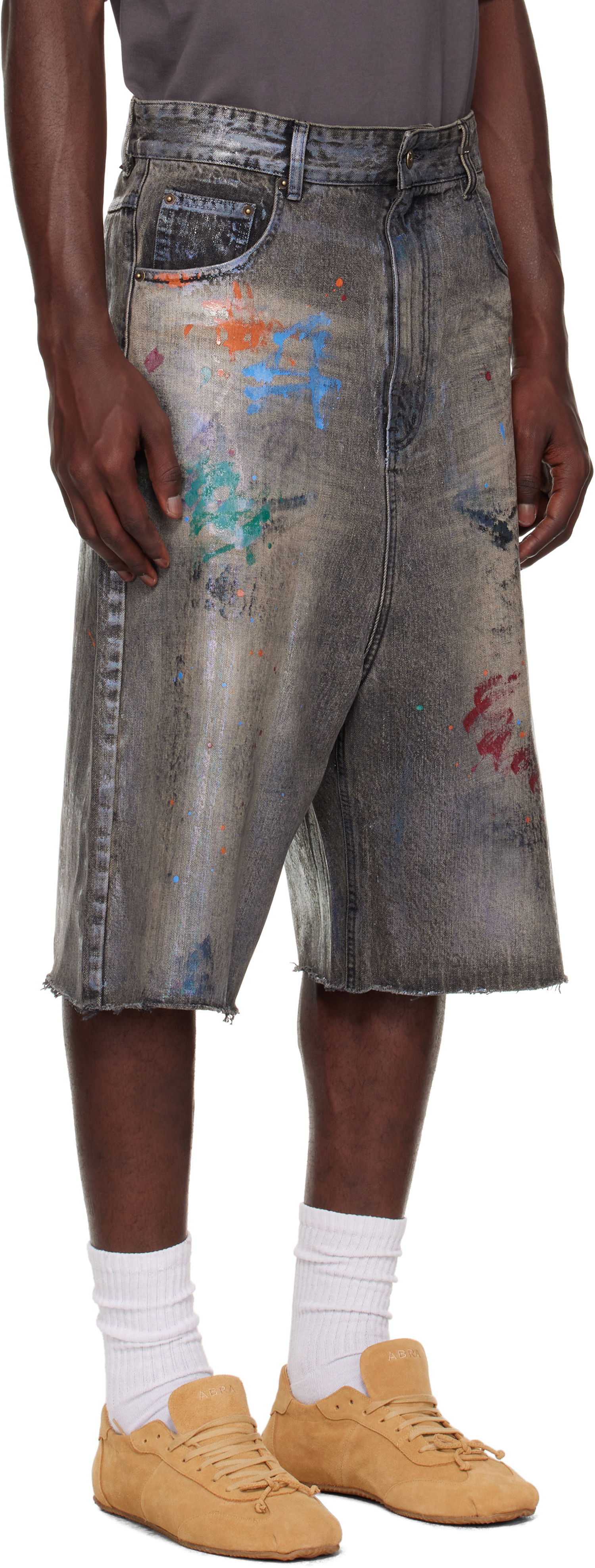 Shortsit We11done We11done Painted Denim Shorts Harmaa | WD-DP2-25-332-M-BK, 1