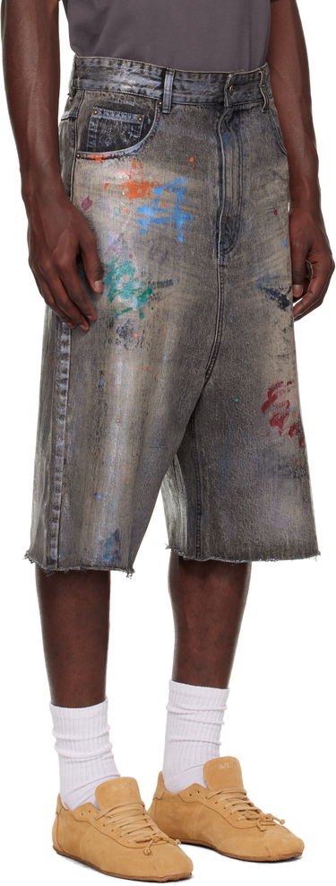 Shortsit We11done We11done Painted Denim Shorts Harmaa | WD-DP2-25-332-M-BK, 1