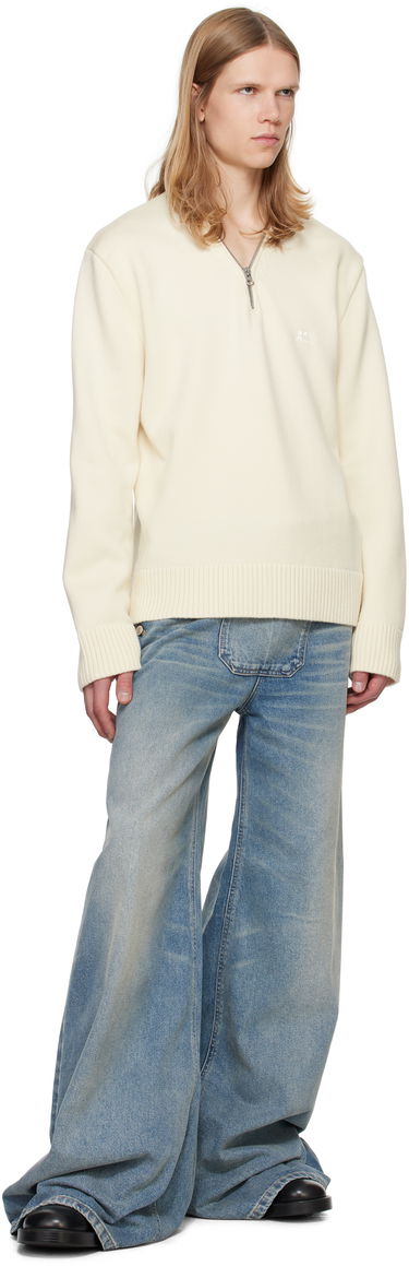 Villapaita Courrèges Zipped Wool Sweater Valkoinen | 324MPU179FI0036, 3