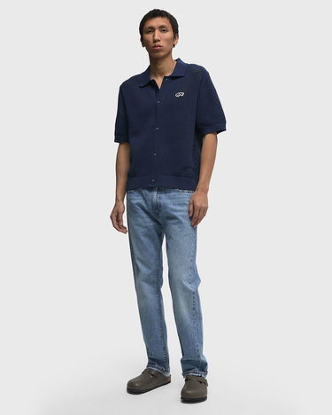 Poolopaita ØLÅF Knitted Polo Shirt Tummansininen | M210701-NAVY, 2