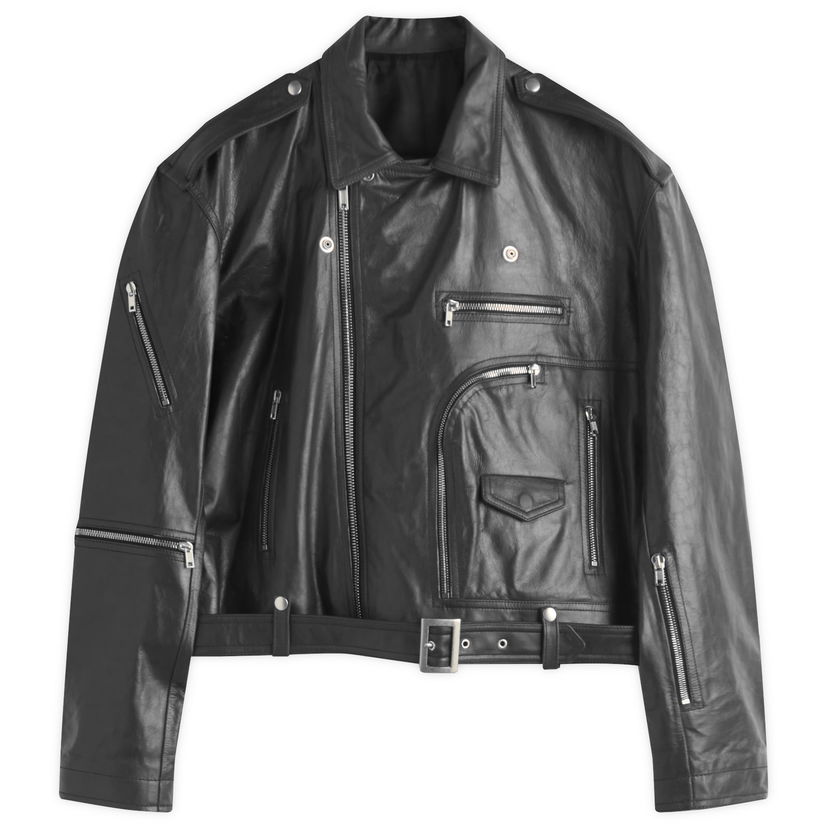 Takki Rick Owens Rick Owens Jumbo Bauhaus Stooges Leather Biker Jacket Musta | RP01E7717-009