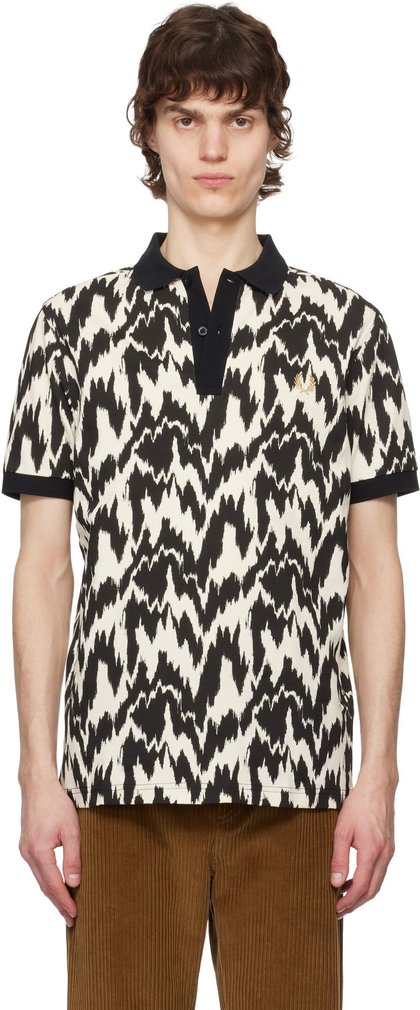 Poolopaita Fred Perry Fred Perry Animal Print Polo Beige | M8690
