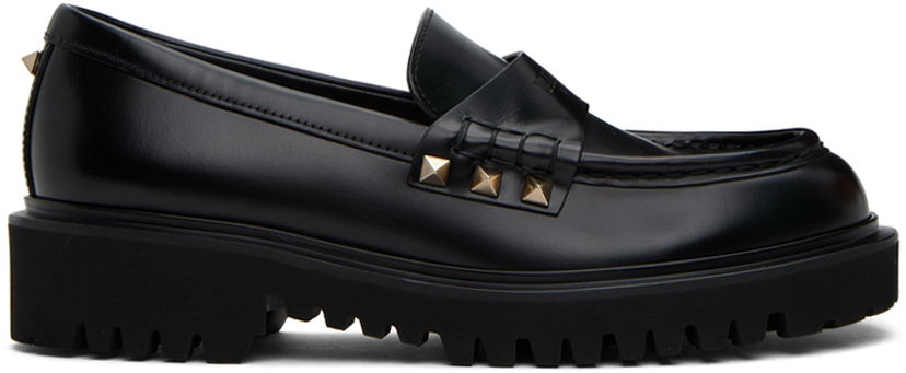 Vaatteet Valentino Valentino Garavani Rockstud Calfskin Loafers Musta | 3W0S0HW9AWE