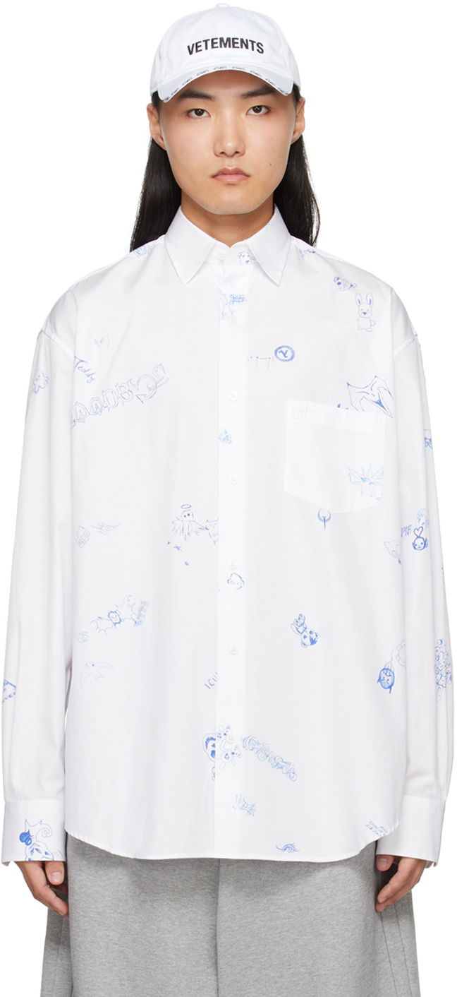 Paita VETEMENTS Scribbled Shirt Valkoinen | UE64SH120W