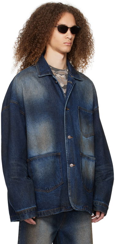 Takki We11done We11done Smudged Denim Jacket Sininen | WD-DJ0-24-319-U-BL, 4