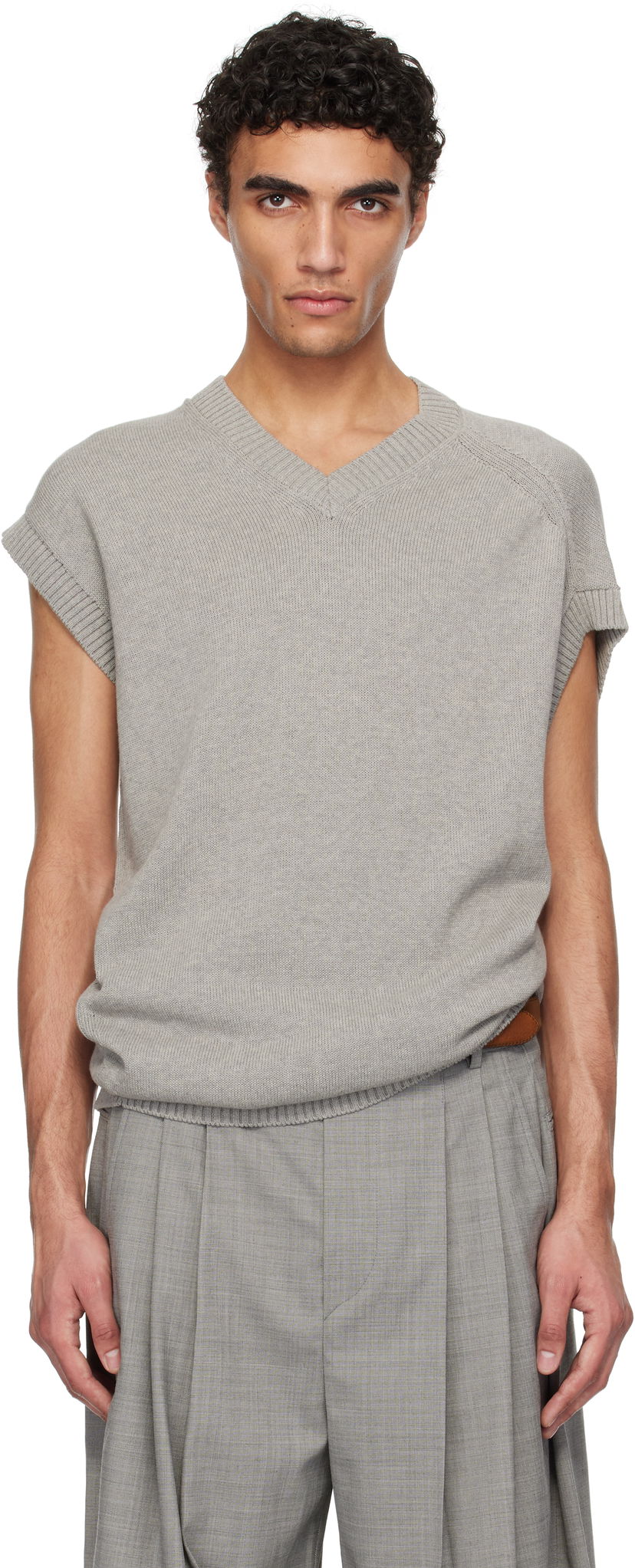 Villapaita HED MAYNER Hed Mayner V-Neck Knit Vest Harmaa | HMMA75074A-HA600
