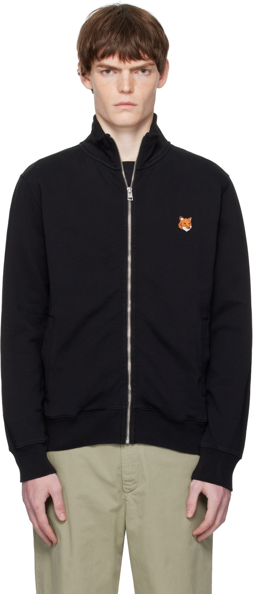 Huppari MAISON KITSUNÉ Fox Head Patch Fullzip Regular Sweatshirt Musta | PM02134KM0340