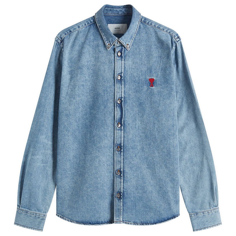 Paita AMI AMI Paris ADC Denim Shirt, Size Large Sininen | USH063-DE0056-480