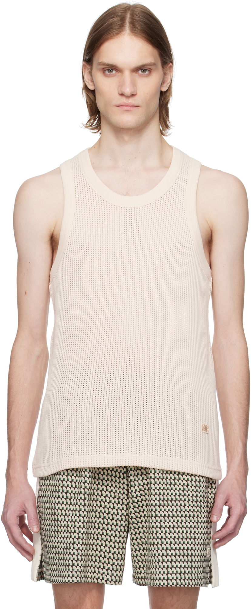 Tankkitoppi Wales Bonner Wales Bonner Groove Knit Tank Top Beige | MS25JE10-CO04-100 COTTON MESH