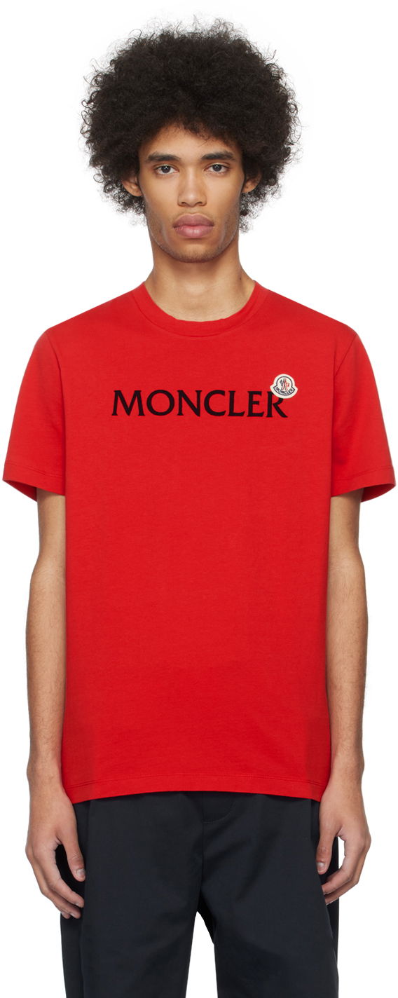 T-paita Moncler Flocked T-Shirt Punainen | J10918C000578390T