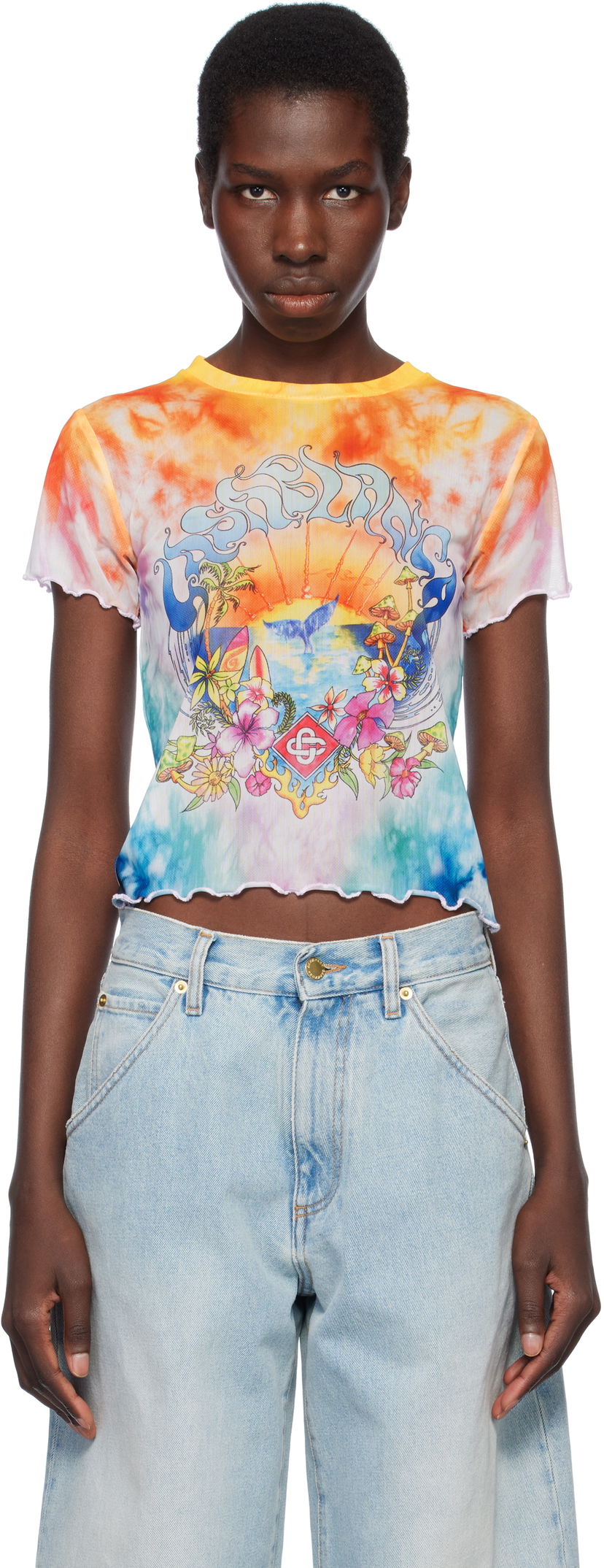 Crop top Casablanca Casablanca Surf Trip Tie Dye Mesh T-Shirt Monivärinen | WS25-TP-074-01