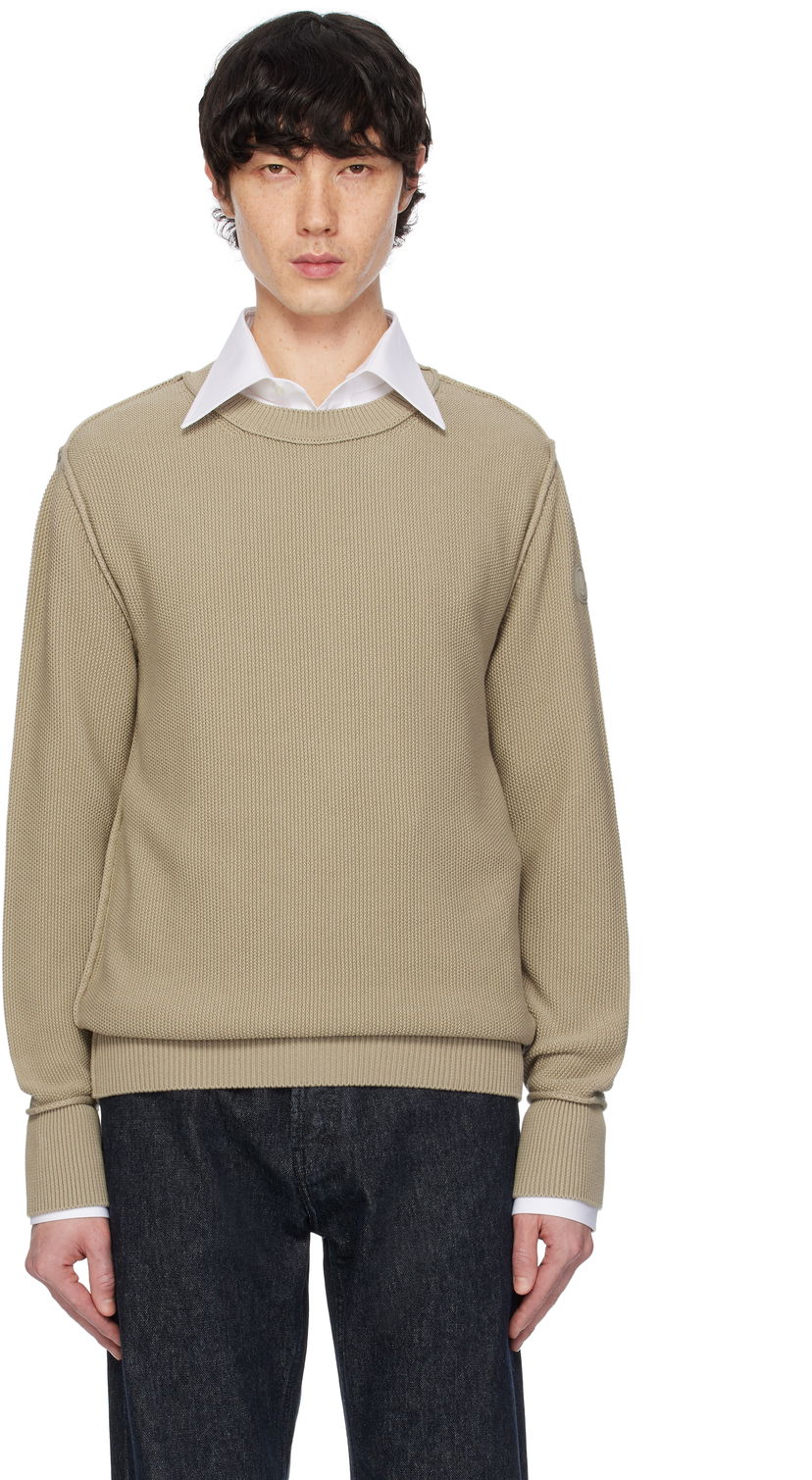 Villapaita Moncler Moncler Textured Cotton Sweater Beige | K10919C00001M1367