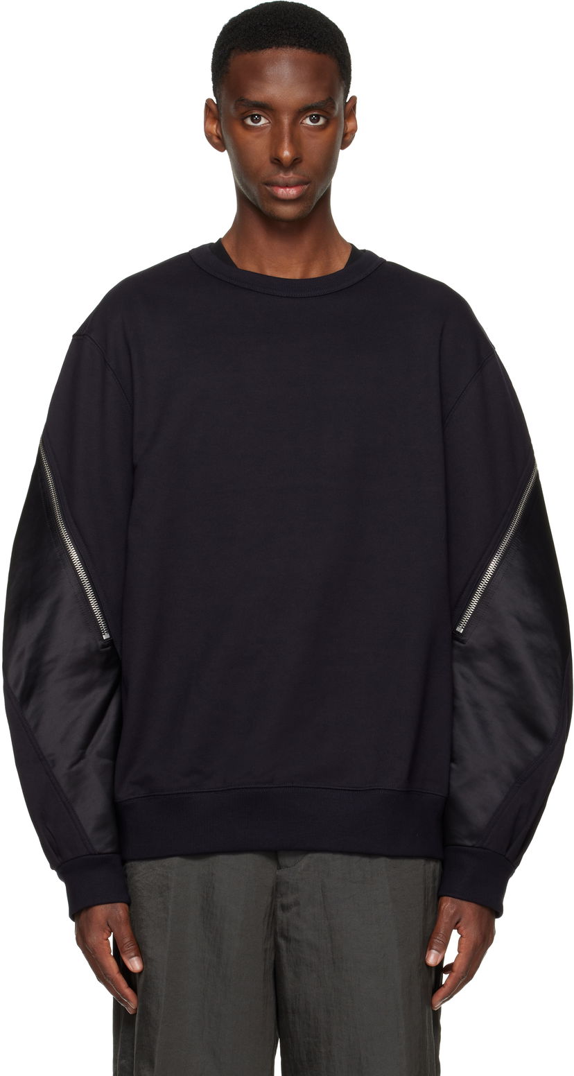 Huppari Dries Van Noten Dries Van Noten Contrast-Panel Zippered Sweatshirt Musta | 252-021154-2611
