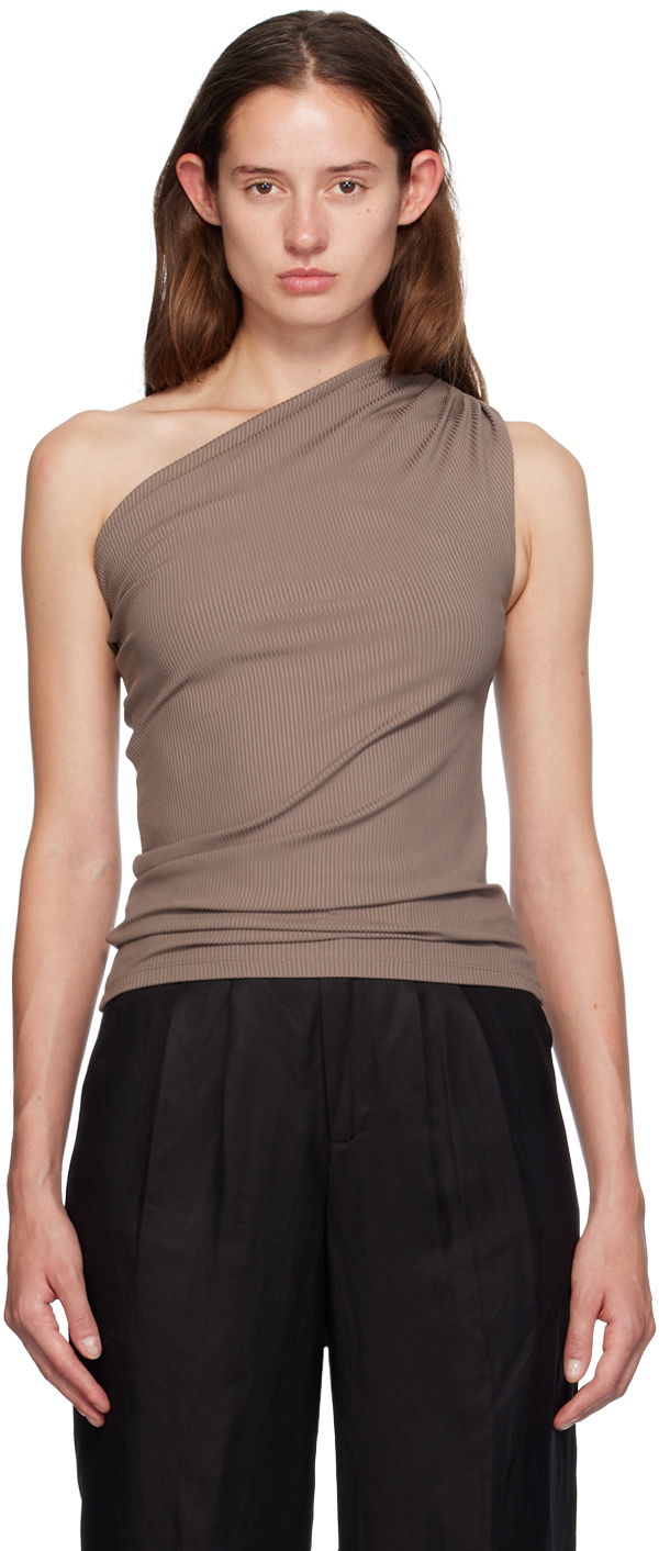 Tankkitoppi Anine Bing One Shoulder Slim Fit Top Ruskea | A-08-9271-BWN27