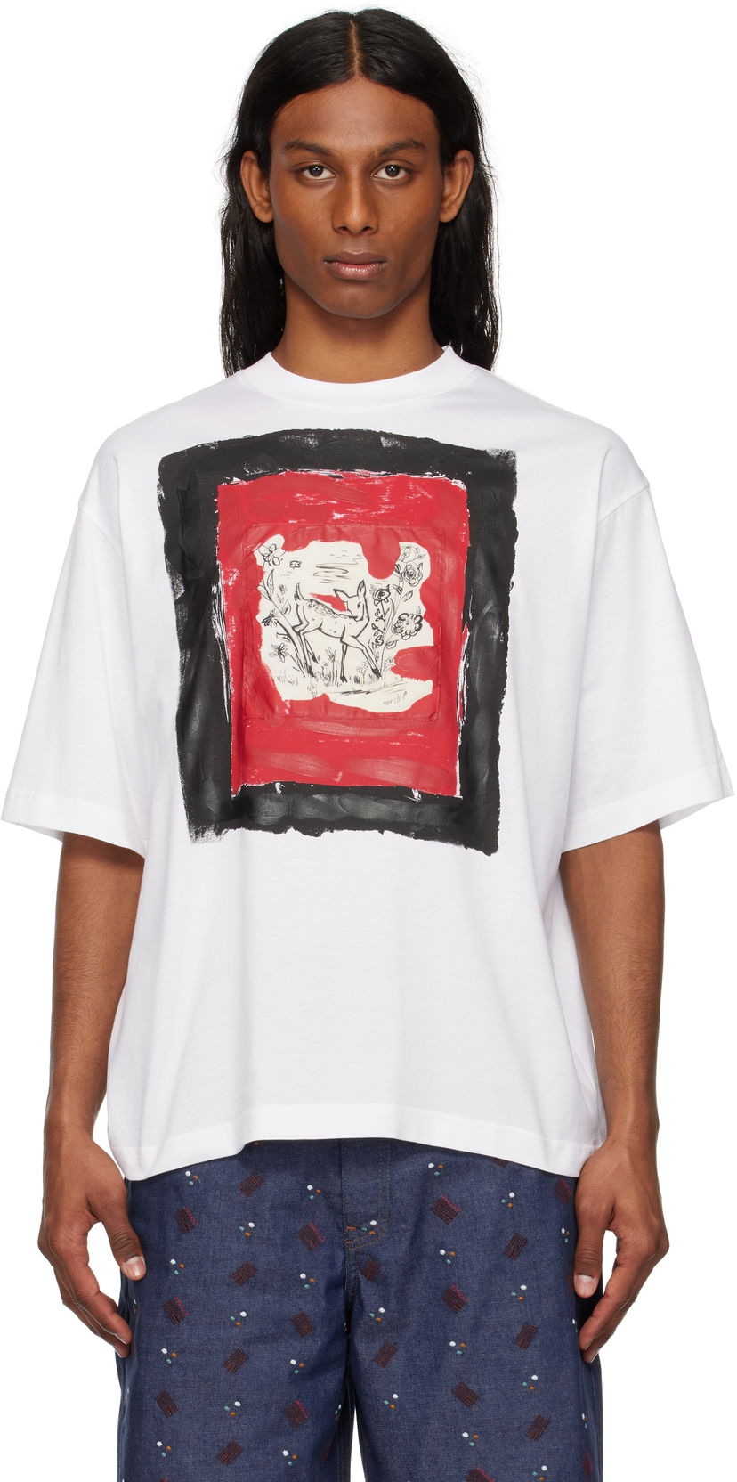 T-paita Marni Marni Fawn Print T-Shirt Valkoinen | HUMU0223QP USCX69