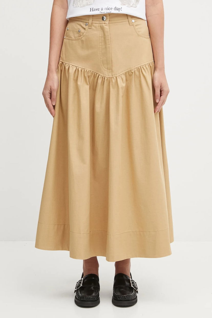 Hame GANNI GANNI Classic Summer Suiting Maxi A-Line Skirt Beige | W0620