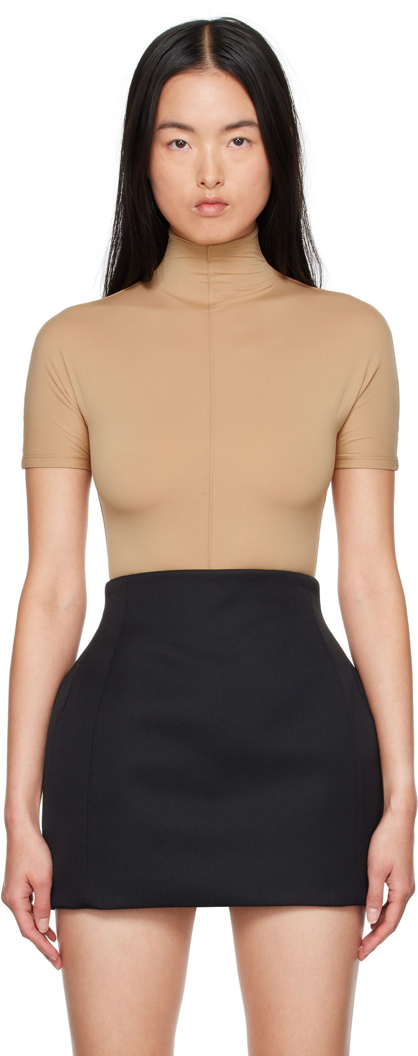 Body WARDROBE.NYC Huntington-Whiteley Edition RHW Short Sleeve Bodysuit Beige | W1087R18JE