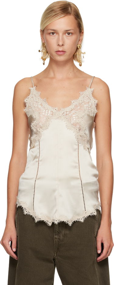 Tankkitoppi ISABEL MARANT Isabel Marant Diandra Satin Lace Camisole Top Beige | HT0721FA-C3J05I, 0