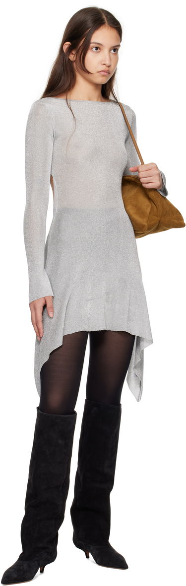 Villapaita GUIZIO Guizio Rose Metallic Asymmetrical Minidress Harmaa | H24411S051, 3