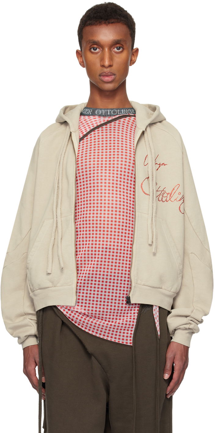 Huppari Ottolinger Ottolinger Oversized Zip Hoodie Beige | 1150204121