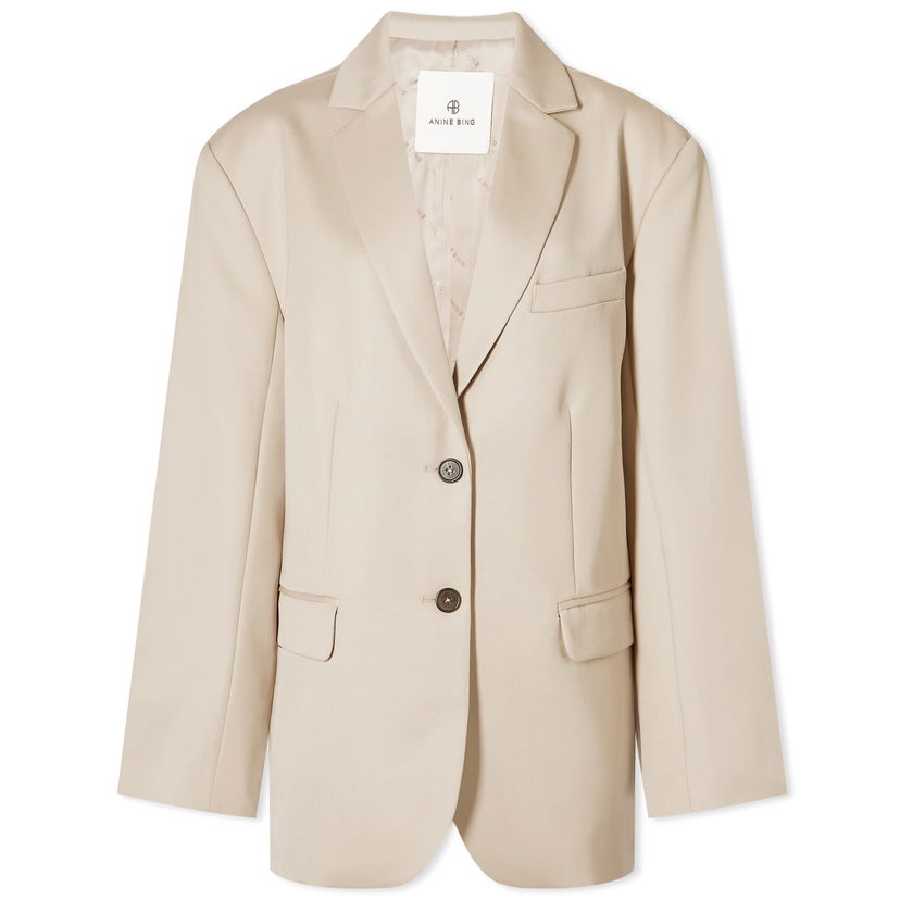 Takki Anine Bing Quinn Oversized Woven Blazer Beige | A-01-7073-230