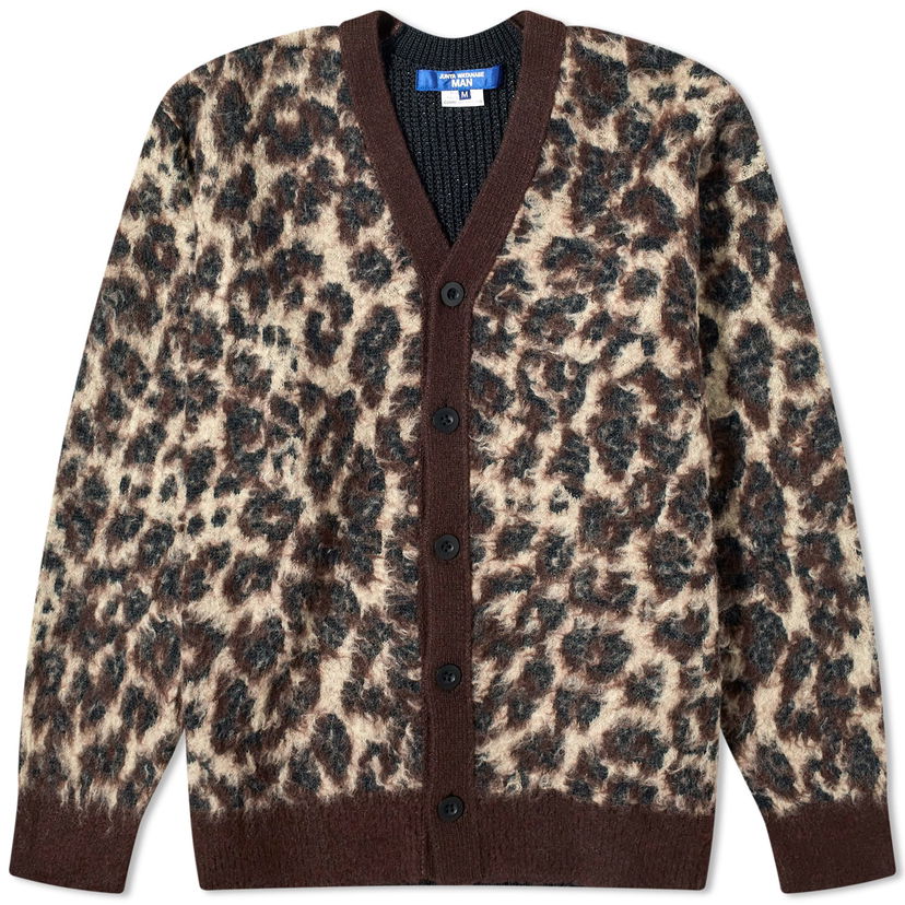 Villapaita Junya Watanabe Junya Watanabe MAN Leopard Print Cardigan, Size Large Ruskea | WM-N006-051-1