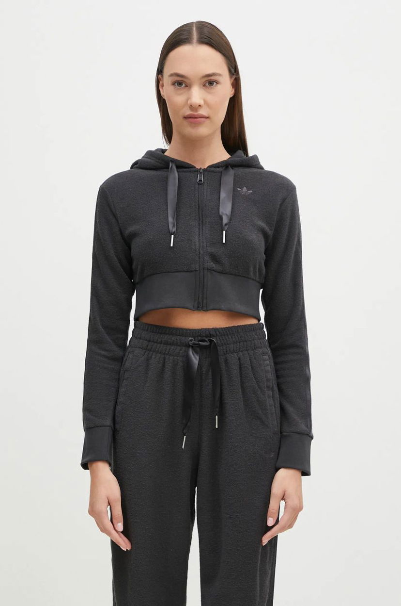 Huppari adidas Originals Hoodie Cropped With Zipper Harmaa | JN3006