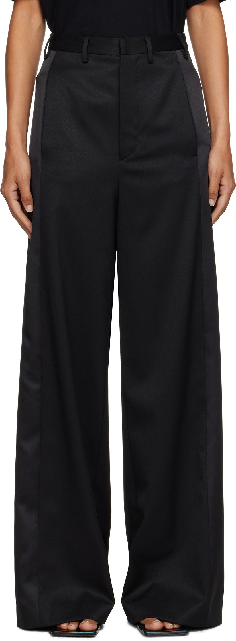 Housut Maison Margiela MM6 Maison Margiela Tailored Wool Wide-Leg Trousers Musta | S52KA0541 S47848