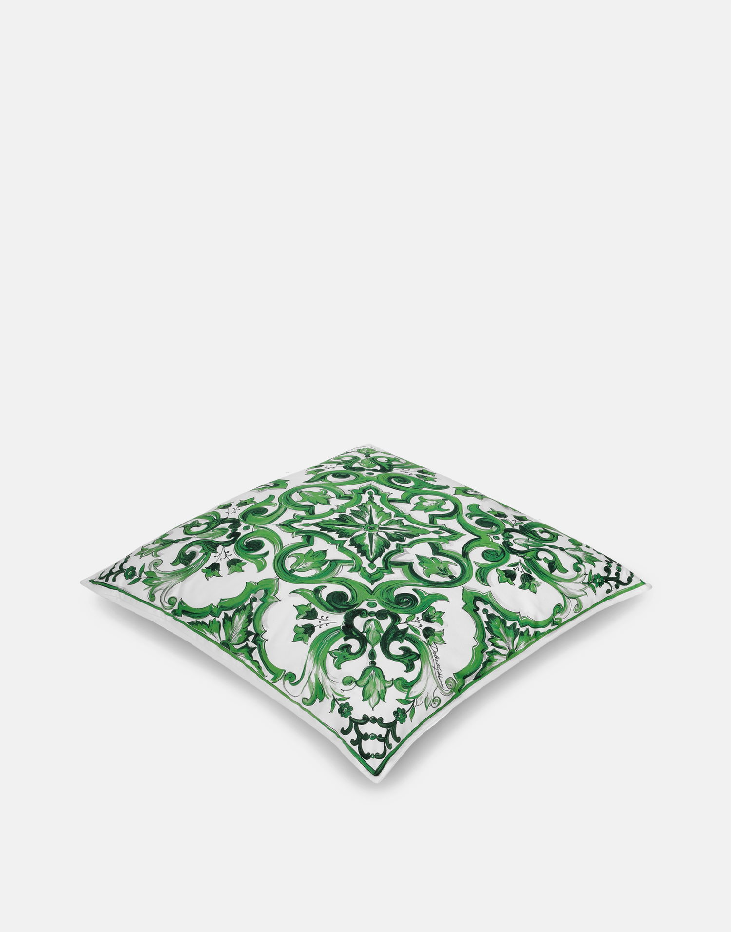 Kodin sisustus Dolce & Gabbana Dolce & Gabbana Canvas Cushion Medium with Mediterranean Tile Print Vihreä | TCE002TCAA2UV010, 1
