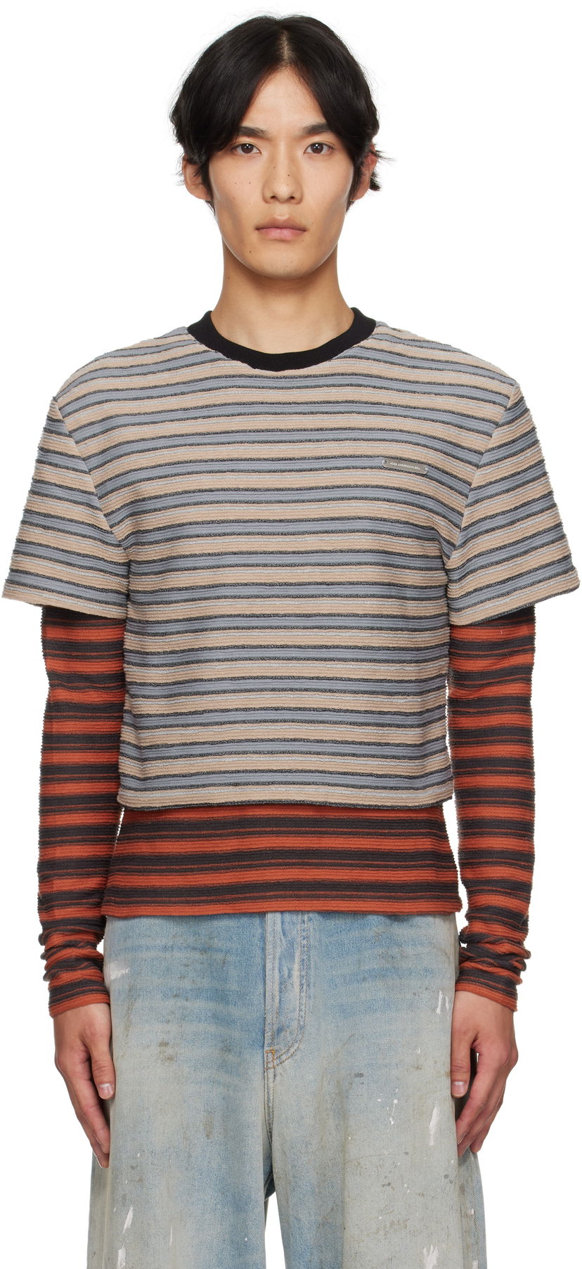 T-paita Andersson Bell Andersson Bell Striped Long Sleeve T-Shirt Beige | atb1335w