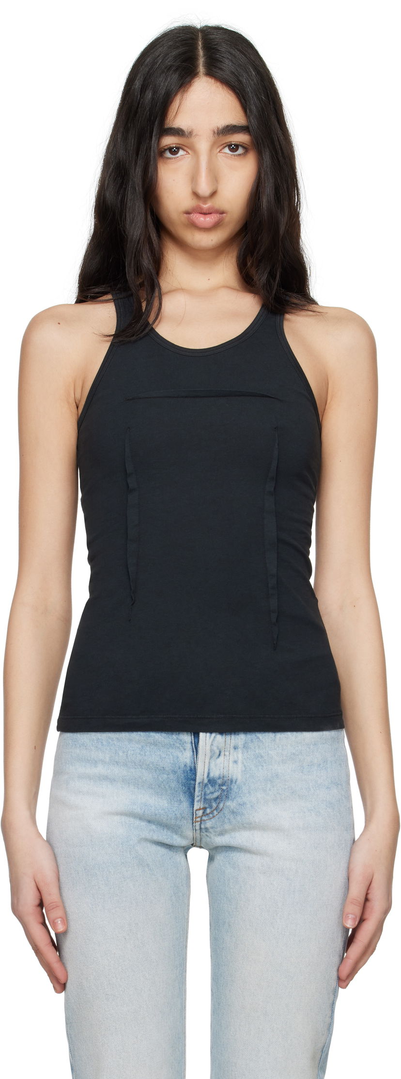Tankkitoppi Maison Margiela MM6 Maison Margiela Heavy Cotton Jersey Tank Top Musta | S62NL0051 M20108