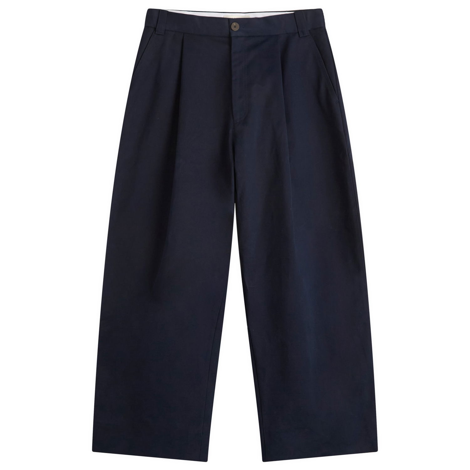 Housut Studio Nicholson Studio Nicholson Pleated Wide-Leg Trousers, Size Large Tummansininen | SORTESNM-1248-DKN, 0