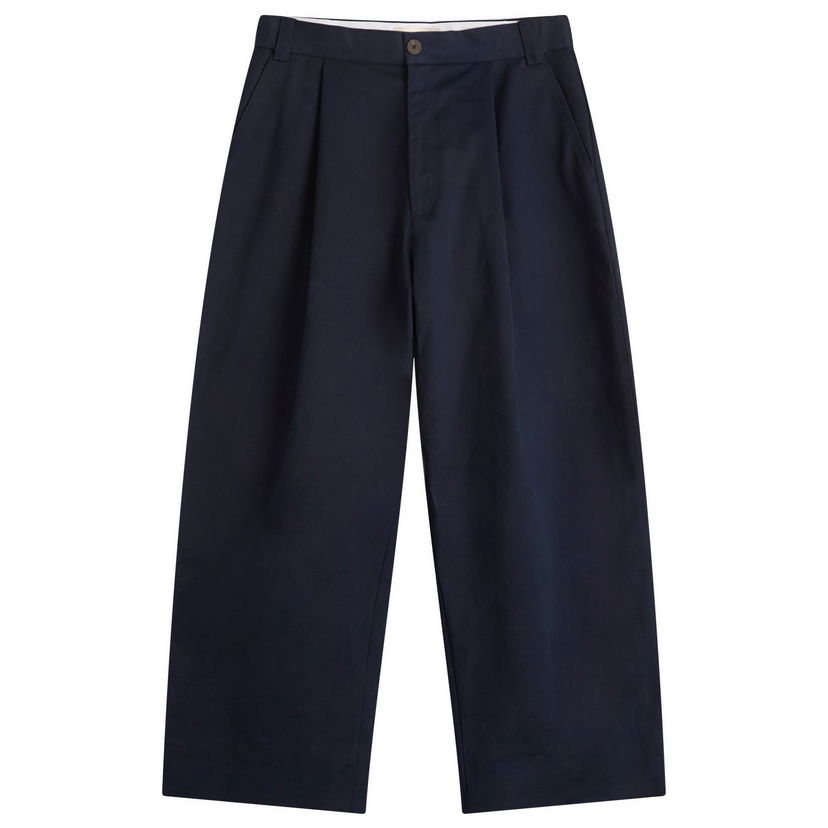 Housut Studio Nicholson Studio Nicholson Pleated Wide-Leg Trousers, Size Large Tummansininen | SORTESNM-1248-DKN
