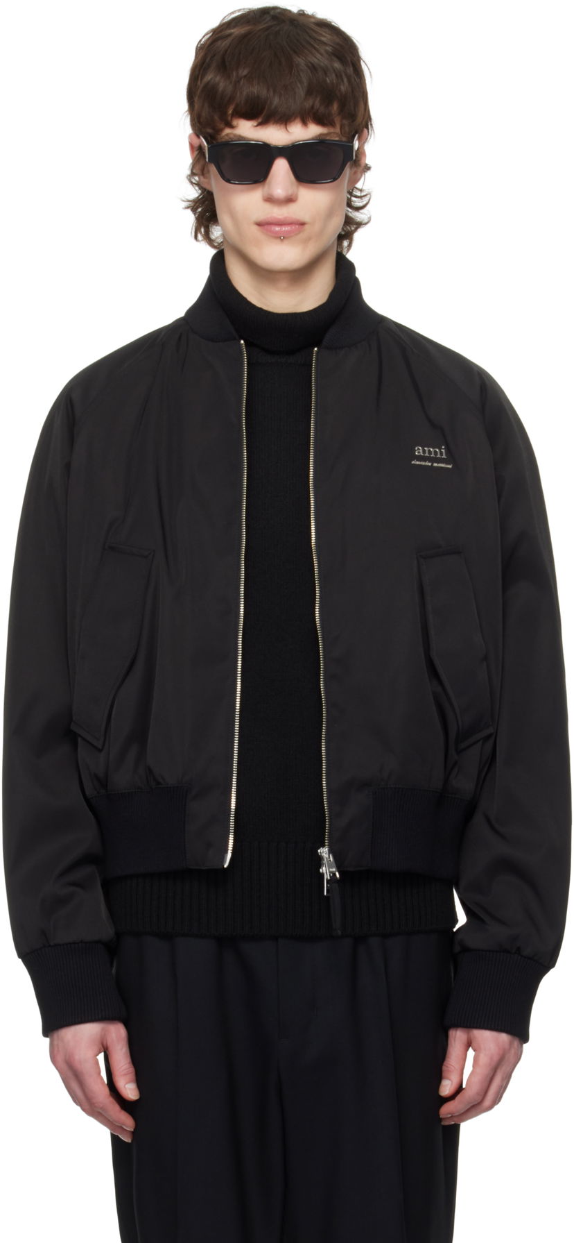 Bomber-takki AMI AMI Twill Bomber Jacket Musta | HJK012.PA0007