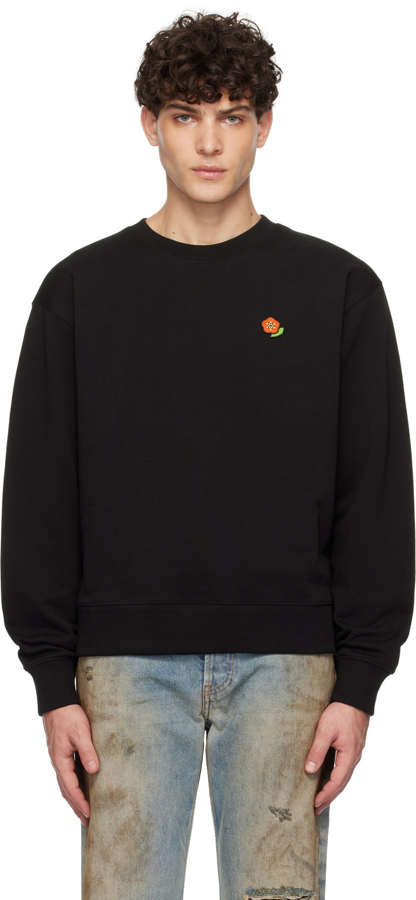 Huppari KENZO Embroidered Flower Sweatshirt Musta | FF55SW2654MF