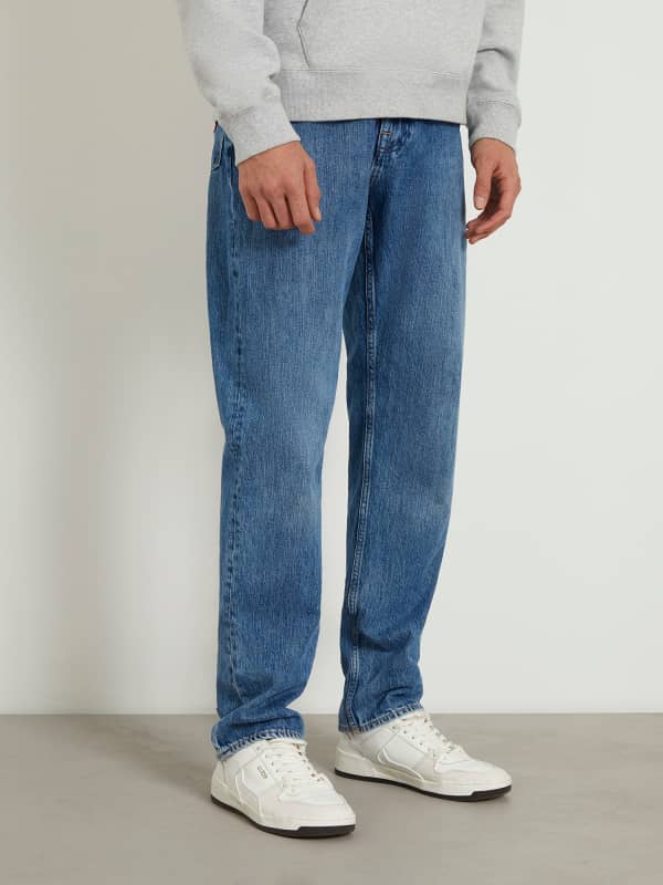Housut ja farkut GUESS High Rise Relaxed Denim Pant Sininen | M4RA66D58R2, 0