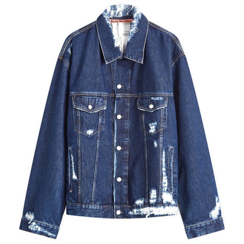 Takki Acne Studios Robert Distressed Denim Jacket Tummansininen | C90180-AUZ