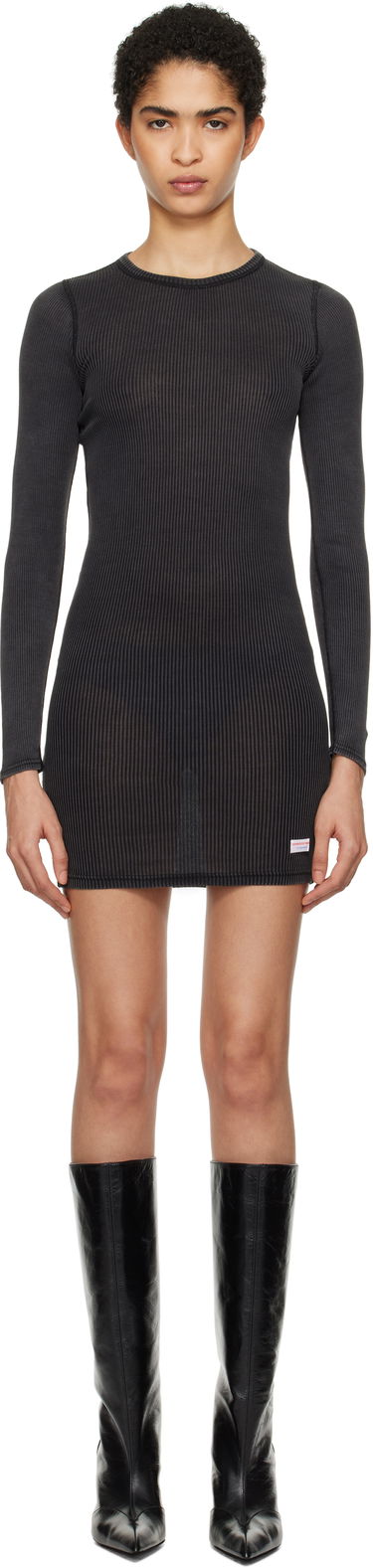 Mekko Alexander Wang Alexander Wang Crewneck Long Sleeve Mini Dress Musta | 8C1246646W, 0
