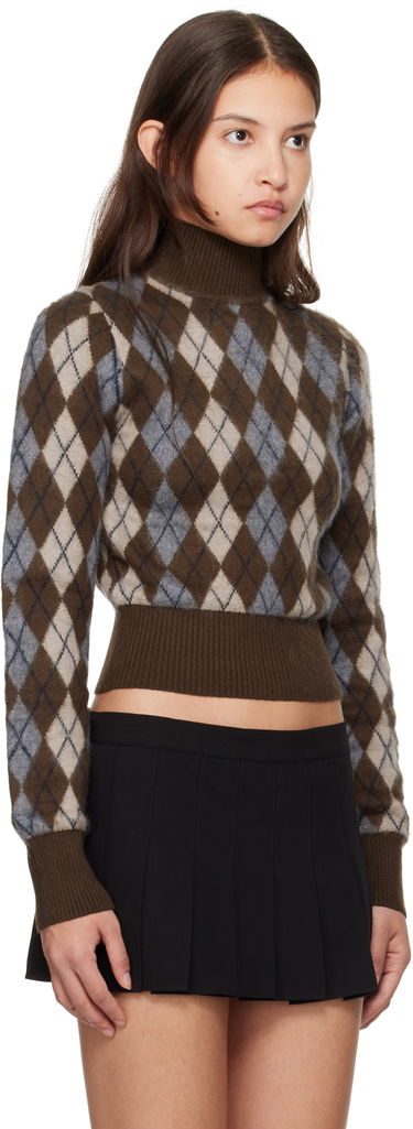 Villapaita GUIZIO Guizio Delia Argyle Cropped Turtleneck Sweater Ruskea | H24603S047, 1