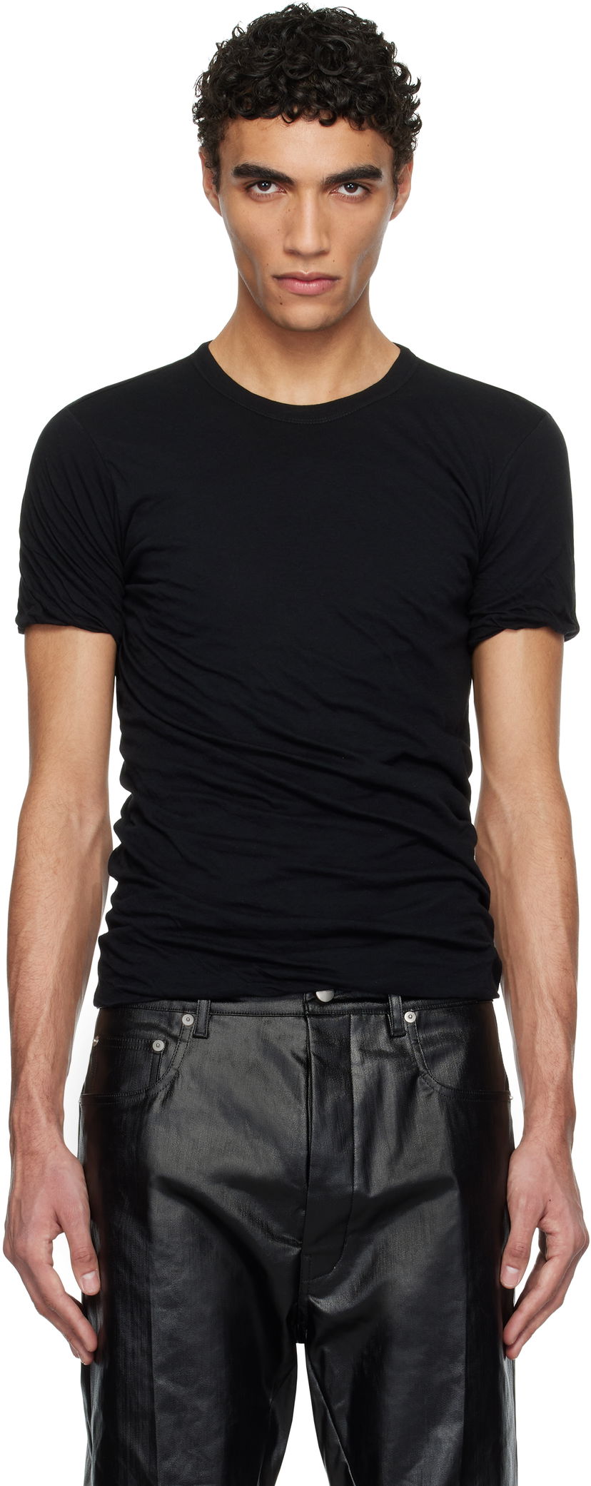 T-paita Rick Owens Rick Owens Porterville Double Short Sleeve T-Shirt Musta | RU01E5256 UC