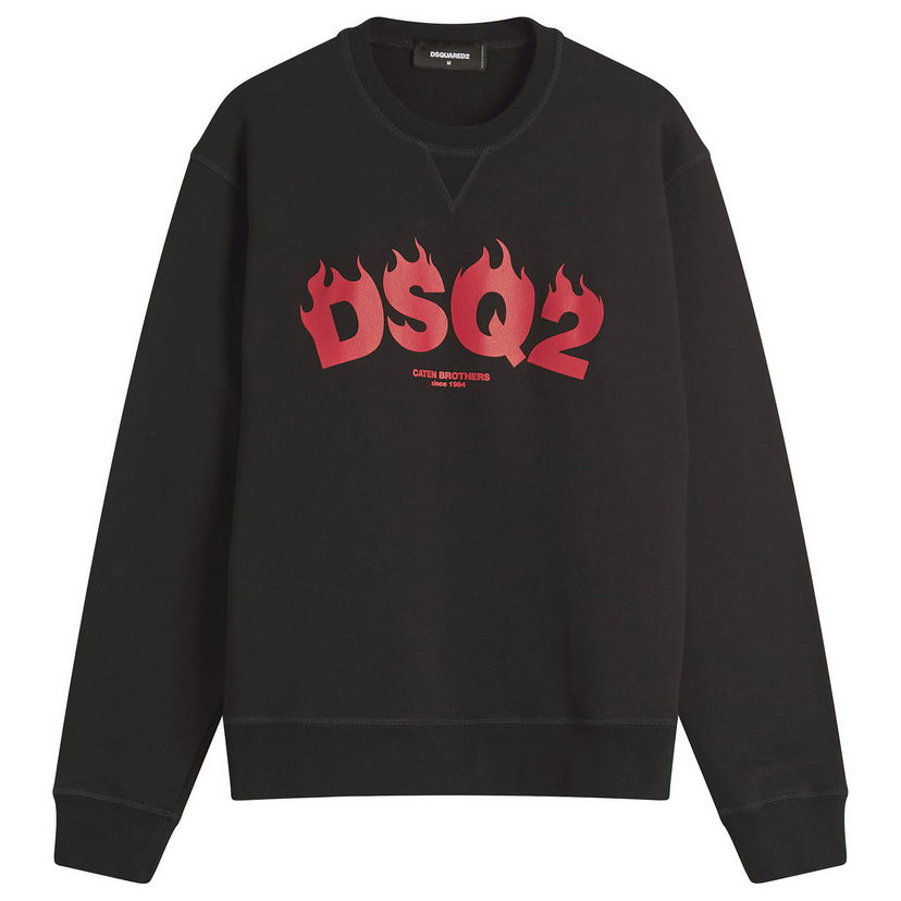Huppari DSQUARED2 Flames Logo Crew Sweat, Large Musta | S71GU0717-S25551-900